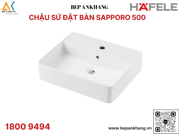 Chậu sứ đặt bàn Hafele - Sapporo 500 - 588.79.032